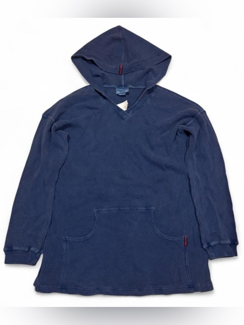 NEW 90’s vintage deadstock Hard Tail waffle knit tunic hoodie in washed blue